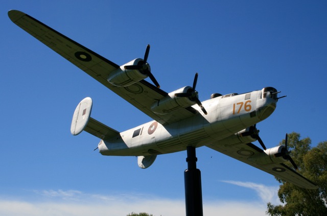 Scale B-24 Liberator on pole in Tocumwal